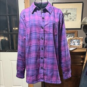 L.L. Bean Purple and Pink Plaid Button Down Shirt
